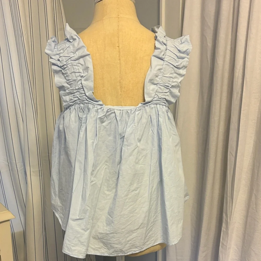 Zara Sky Blue Ruffled Blouse - Picture 3 of 5